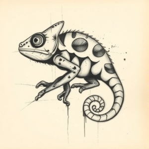 Charcoal Chameleon Tattoo