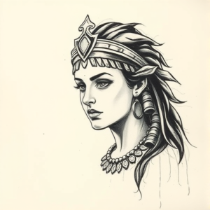 Charcoal Cleopatra Tattoo