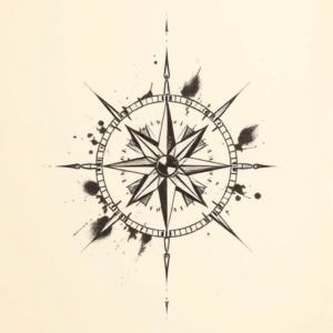 Charcoal Compass Tattoo