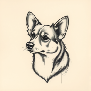 Charcoal Corgi Tattoo