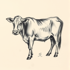Charcoal Cow Tattoo