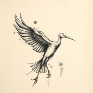Charcoal Crane Tattoo