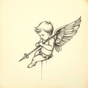 Charcoal Cupid Tattoo