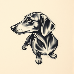 Charcoal Dachshund Tattoo