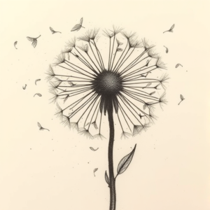 Charcoal Dandelion Tattoo