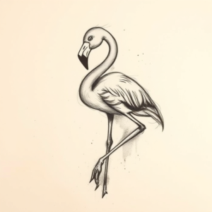 Charcoal Flamingo Tattoo