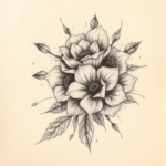 Charcoal Floral Tattoo