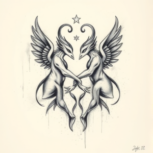 Charcoal Gemini Tattoo