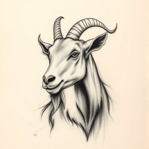 Charcoal Goat Tattoo