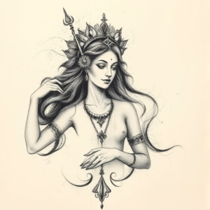 Charcoal Goddess Tattoo