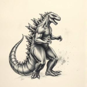 Charcoal Godzilla Tattoo