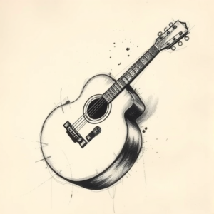 Charcoal Guitar Tattoo
