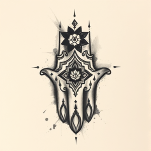 Charcoal Hamsa Tattoo