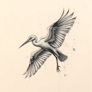 Charcoal Heron Tattoo
