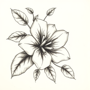 Charcoal Honeysuckle Tattoo