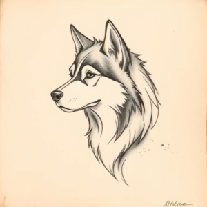 Charcoal Husky Tattoo