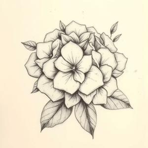Charcoal Hydrangea Tattoo