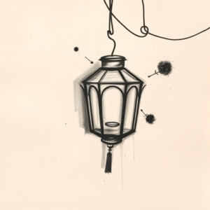 Charcoal Lantern Tattoo