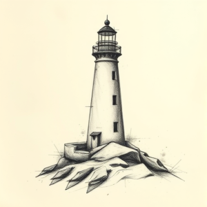 Charcoal Lighthouse Tattoo