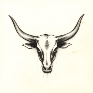 Charcoal Longhorn Tattoo
