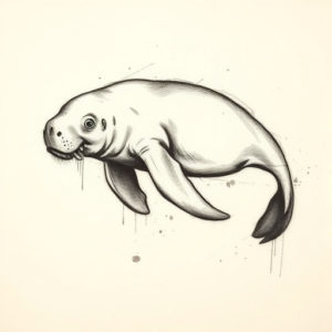 Charcoal Manatee Tattoo