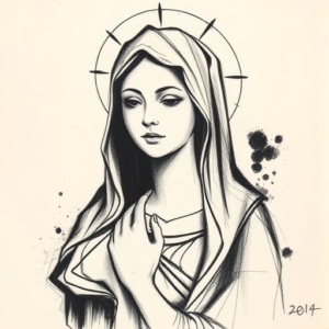 Charcoal Mary Tattoo