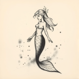Charcoal Mermaid Tattoo