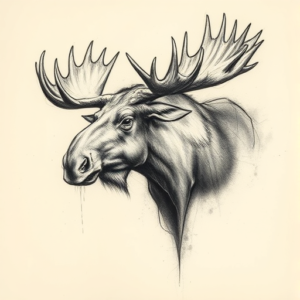 Charcoal Moose Tattoo