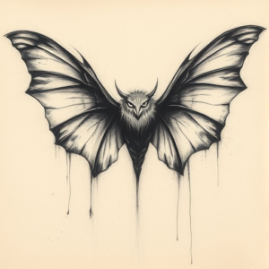 Charcoal Mothman Tattoo