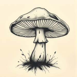 Charcoal Mushroom Tattoo
