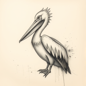 Charcoal Pelican Tattoo