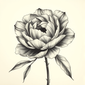 Charcoal Peony Tattoo