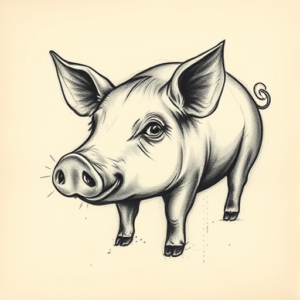 Charcoal Pig Tattoo