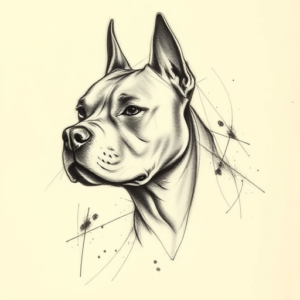 Charcoal Pitbull Tattoo