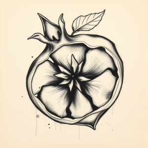 Charcoal Pomegranate Tattoo