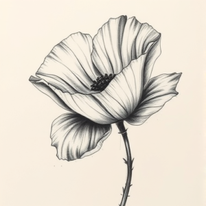 Charcoal Poppy Tattoo
