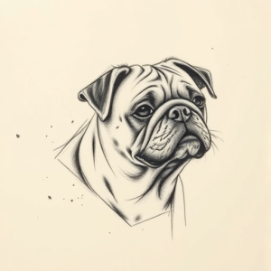 Charcoal Pug Tattoo