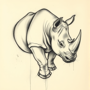 Charcoal Rhino Tattoo