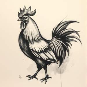 Charcoal Rooster Tattoo