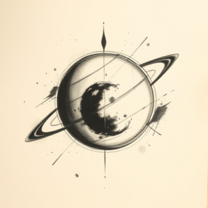 Charcoal Saturn Tattoo
