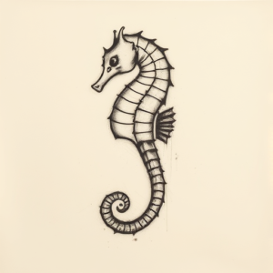 Charcoal Seahorse Tattoo