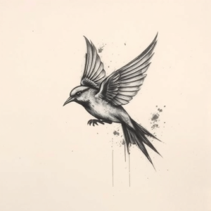 Charcoal Sparrow Tattoo
