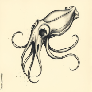 Charcoal Squid Tattoo