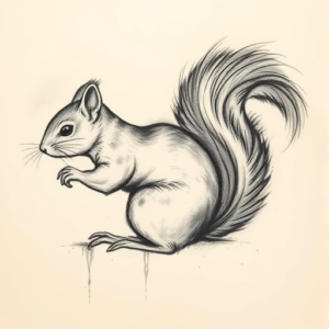 Charcoal Squirrel Tattoo