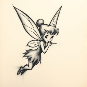 Charcoal Tinkerbell Tattoo