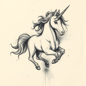 Charcoal Unicorn Tattoo
