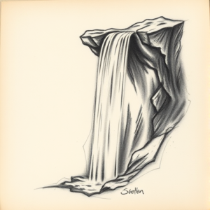 Charcoal Waterfall Tattoo