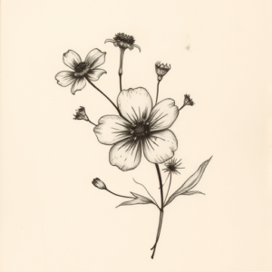 Charcoal Wildflower Tattoo