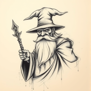 Charcoal Wizard Tattoo