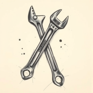 Charcoal Wrench Tattoo